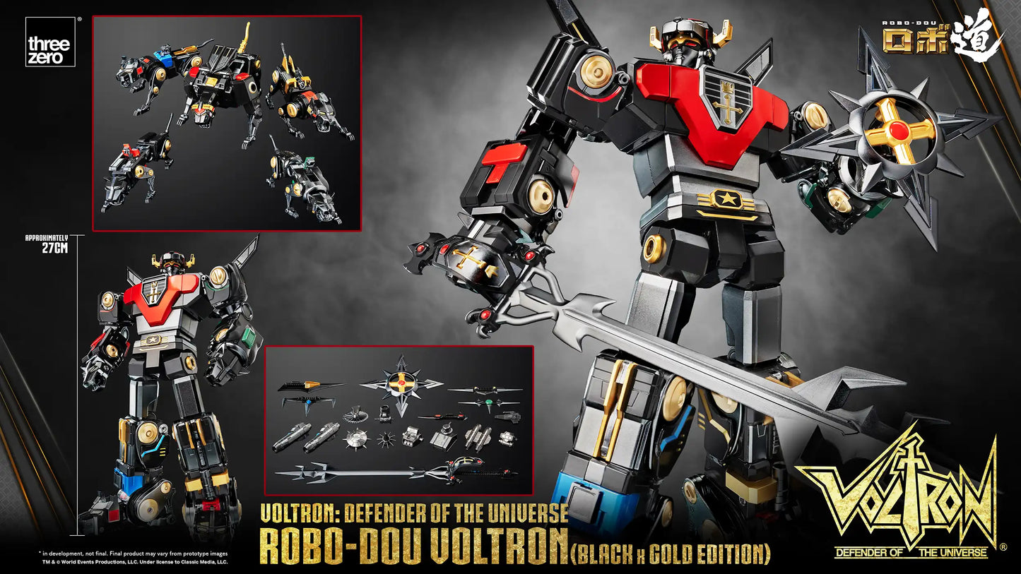 Threezero Voltron: Defender of the Universe ROBO-DOU Voltron (Black x Gold Edition) ETA OCT 2024