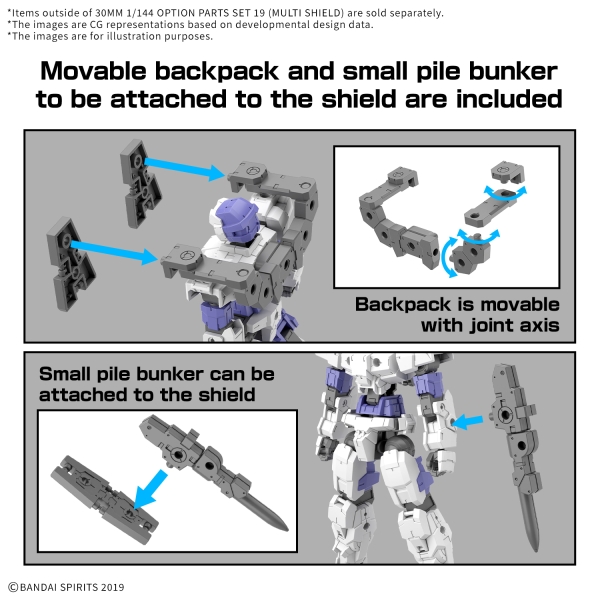 BANDAI HOBBY 30MM 1/144 OPTION PARTS SET 19 (MULTI SHIELD)