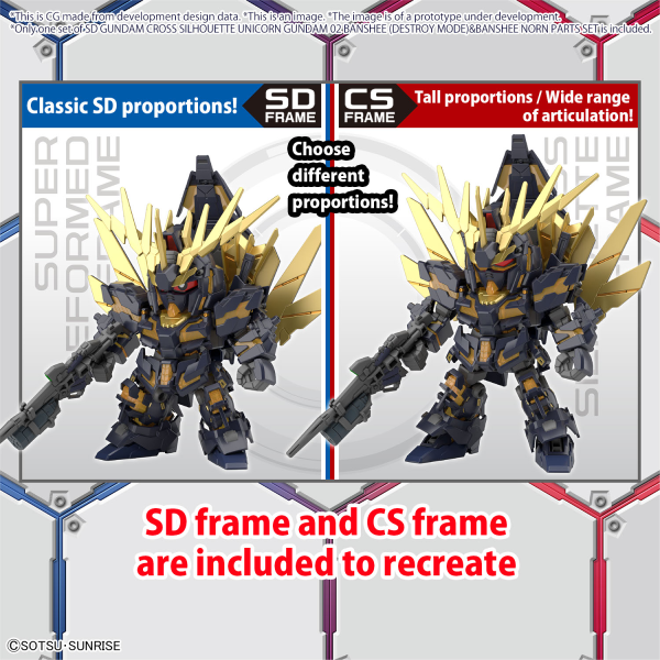 BANDAI Hobby SD GUNDAM CROSS SILHOUETTE UNICORN GUNDAM 02 BANSHEE (DESTROY MODE) & BANSHEE NORN PARTS SET