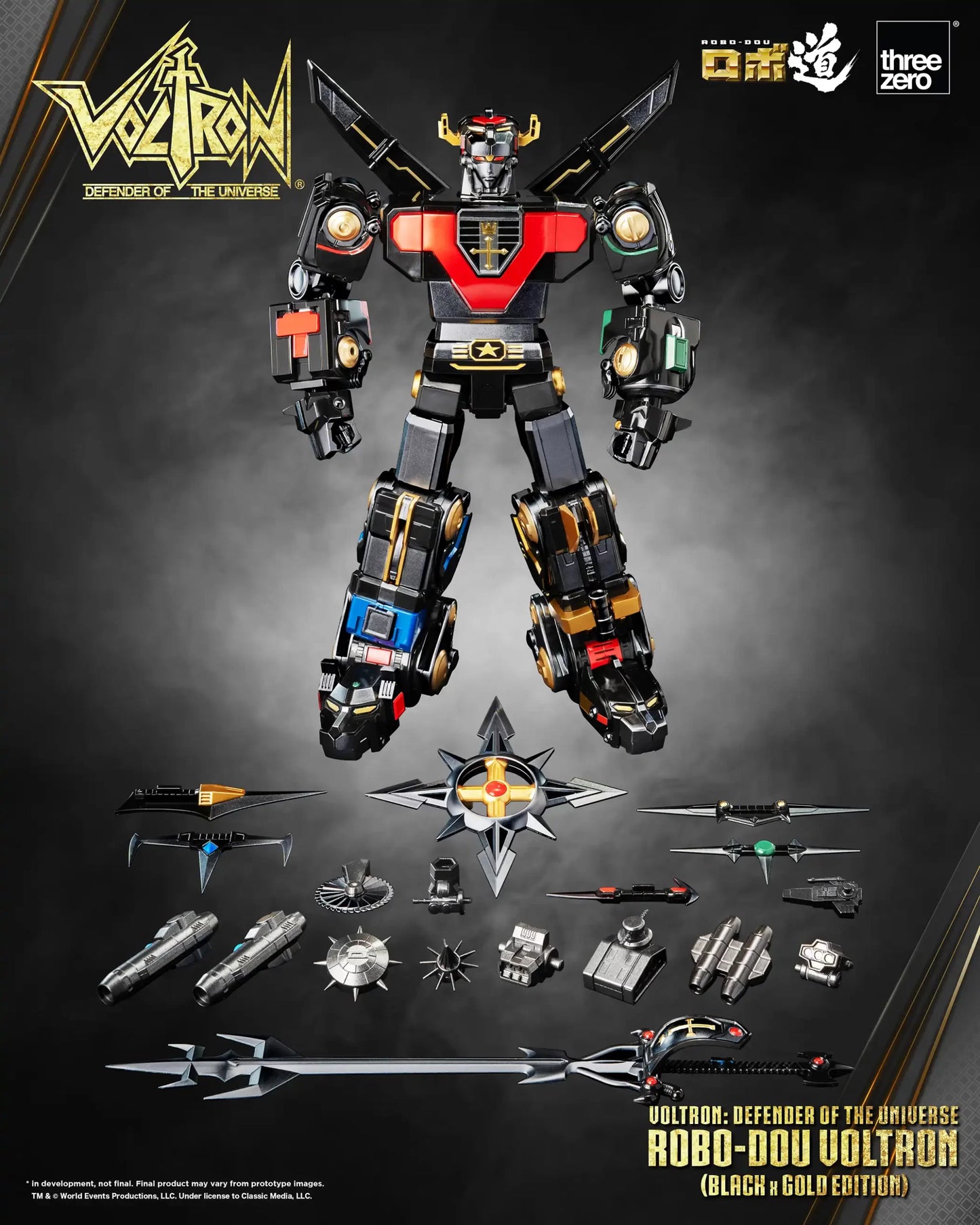 Threezero Voltron: Defender of the Universe ROBO-DOU Voltron (Black x Gold Edition) ETA OCT 2024