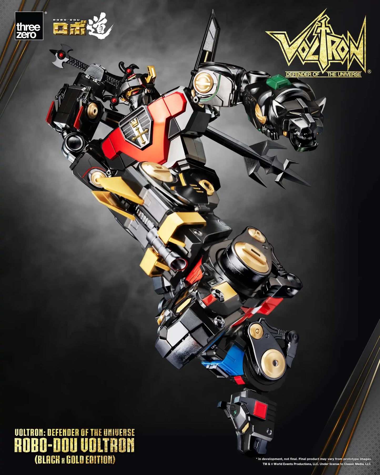 Threezero Voltron: Defender of the Universe ROBO-DOU Voltron (Black x Gold Edition) ETA OCT 2024