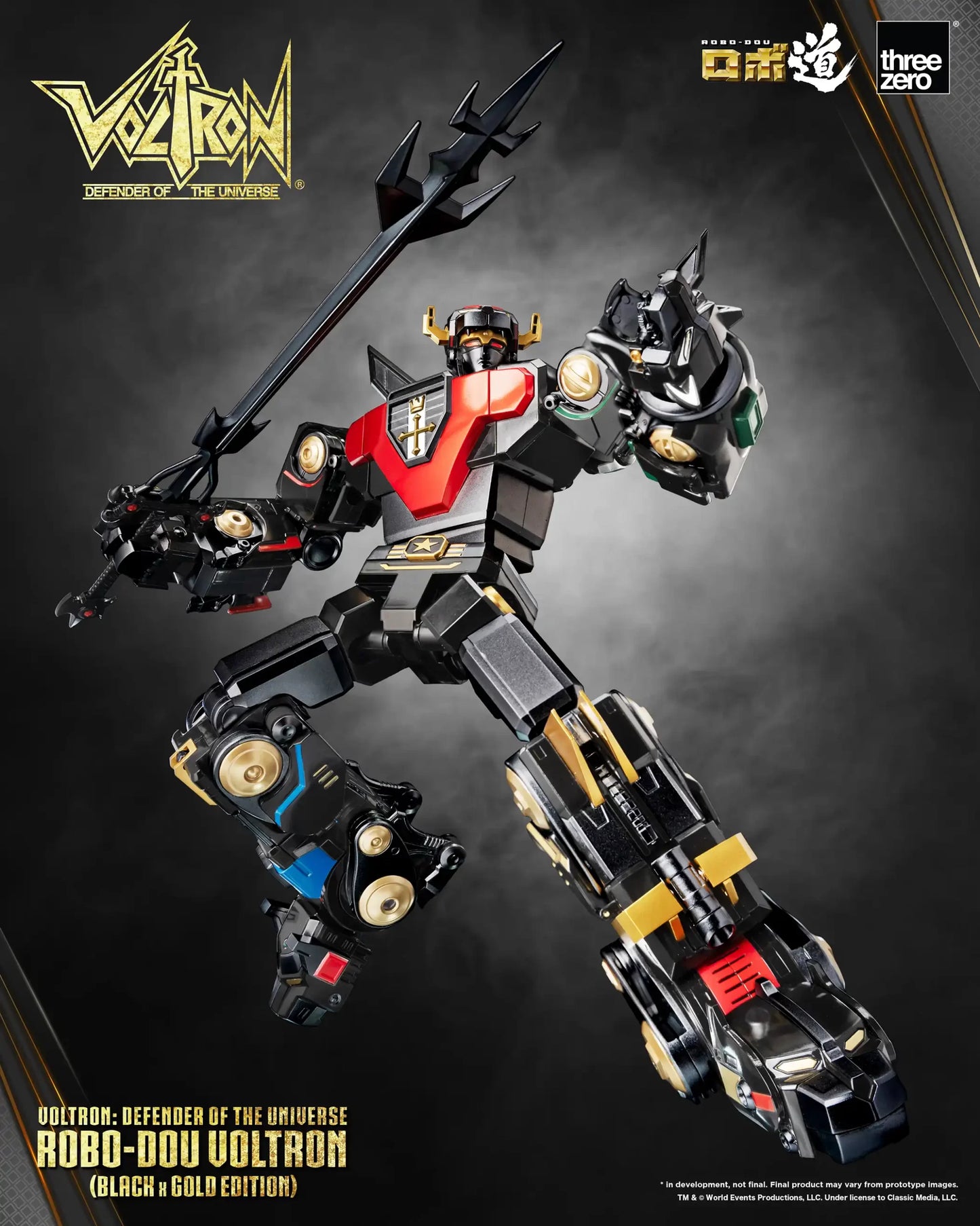 Threezero Voltron: Defender of the Universe ROBO-DOU Voltron (Black x Gold Edition) ETA OCT 2024