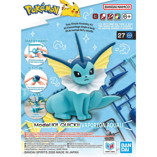 Bandai Pokemon Vaporeon 27 Quick Model Kit
